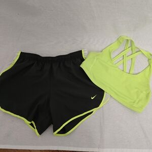 Nike Dry Fit Shorts, Under Armour Bra Top, Youth Large